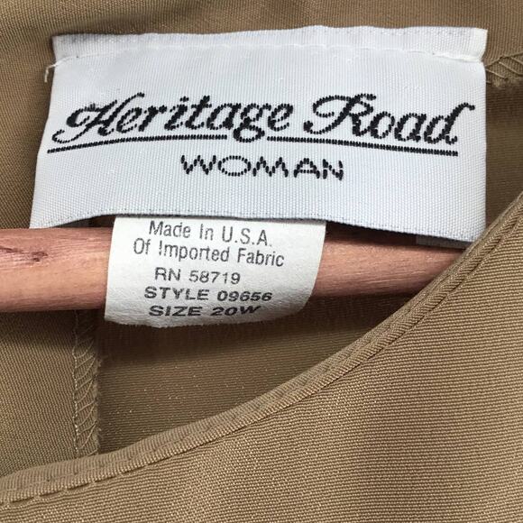 Heritage Road Woman Blouse Top Size 20W Olive Green Short Sleeve VTG Plus USA - Picture 3 of 3